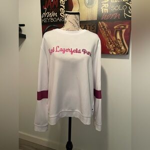 Karl Lagerfeld White Sweater with Pink Accents
